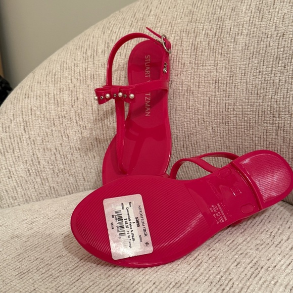 Stuart Weitzman Fuchsia Sandals with Pearl Accents - Picture 4 of 5